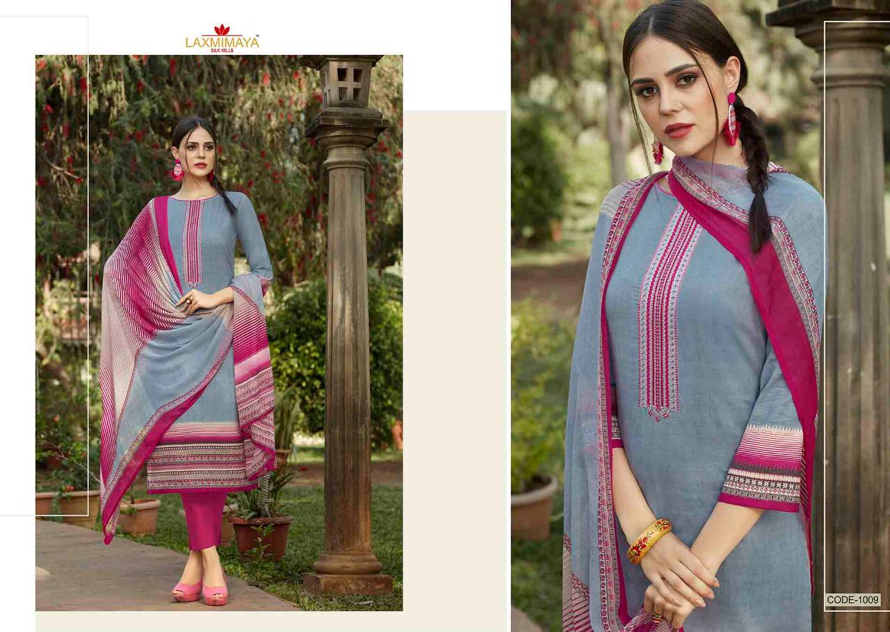 Suhana By Laxmimaya Silk Mills 1001 To 1010 Series Suits Beautiful Stylish Fancy Colorful Party Wear & Occasional Wear Pure Cotton Lawn Printed Dresses At Wholesale Price