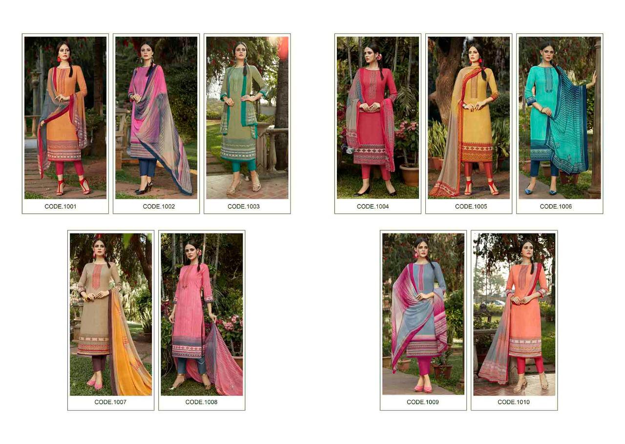 Suhana By Laxmimaya Silk Mills 1001 To 1010 Series Suits Beautiful Stylish Fancy Colorful Party Wear & Occasional Wear Pure Cotton Lawn Printed Dresses At Wholesale Price