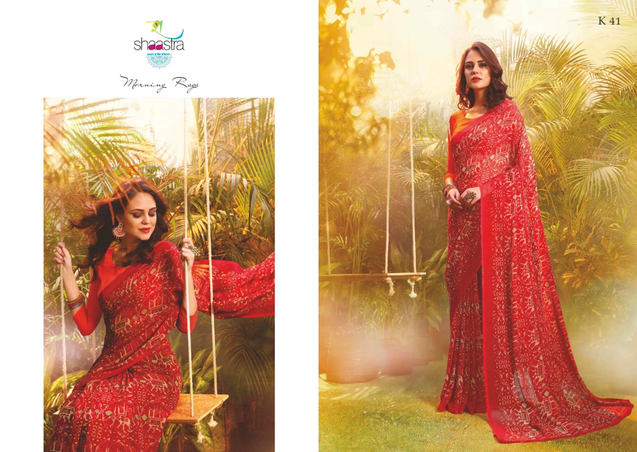Suhane Mausam By Shaastra Saree 41 To 50 Series Indian Traditional Wear Collection Beautiful Stylish Fancy Colorful Party Wear & Occasional Wear Pure Bemberg Georgette Printed Sarees At Wholesale Price