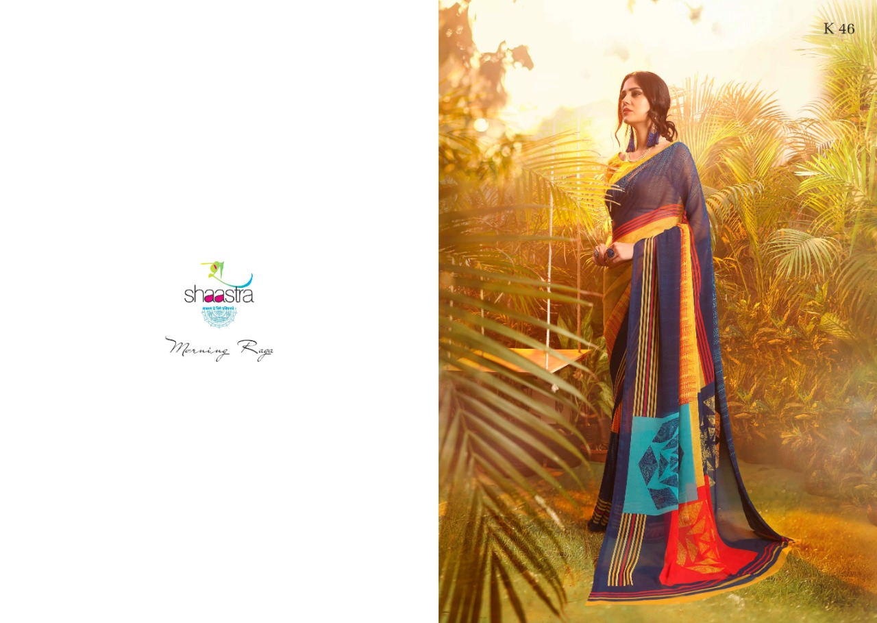 Suhane Mausam By Shaastra Saree 41 To 50 Series Indian Traditional Wear Collection Beautiful Stylish Fancy Colorful Party Wear & Occasional Wear Pure Bemberg Georgette Printed Sarees At Wholesale Price