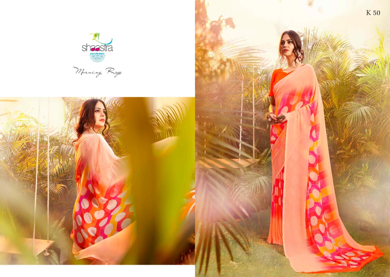 Suhane Mausam By Shaastra Saree 41 To 50 Series Indian Traditional Wear Collection Beautiful Stylish Fancy Colorful Party Wear & Occasional Wear Pure Bemberg Georgette Printed Sarees At Wholesale Price