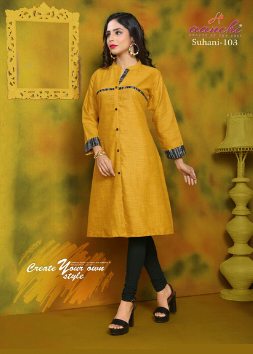 Suhani By Aanchi 101 To 108 Series Stylish Colorful Fancy Beautiful Casual Wear & Ethnic Wear Collection Rayon Cross Style Kurtis At Wholesale Price