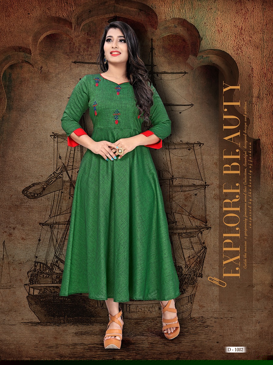 Suhani By Fs 1001 To 1006 Series Beautiful Stylish Colorful Fancy Party Wear & Ethnic Wear & Ready To Wear Rayon Slub Two Tone Kurtis At Wholesale Price