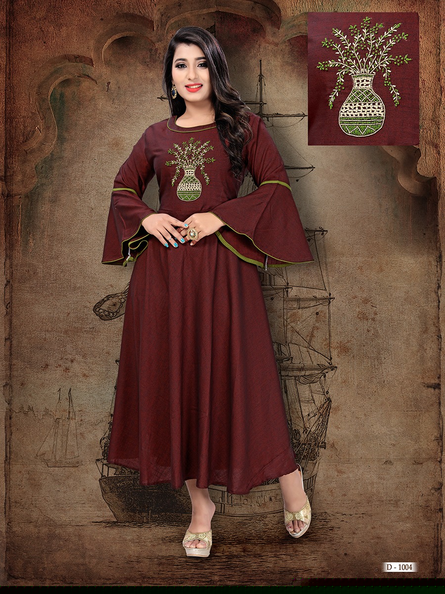 Suhani By Fs 1001 To 1006 Series Beautiful Stylish Colorful Fancy Party Wear & Ethnic Wear & Ready To Wear Rayon Slub Two Tone Kurtis At Wholesale Price