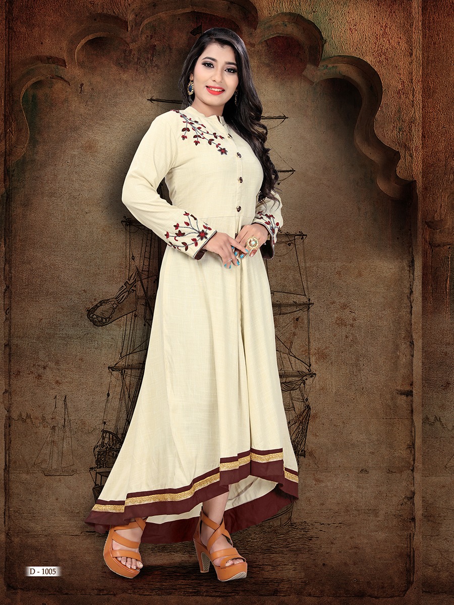 Suhani By Fs 1001 To 1006 Series Beautiful Stylish Colorful Fancy Party Wear & Ethnic Wear & Ready To Wear Rayon Slub Two Tone Kurtis At Wholesale Price