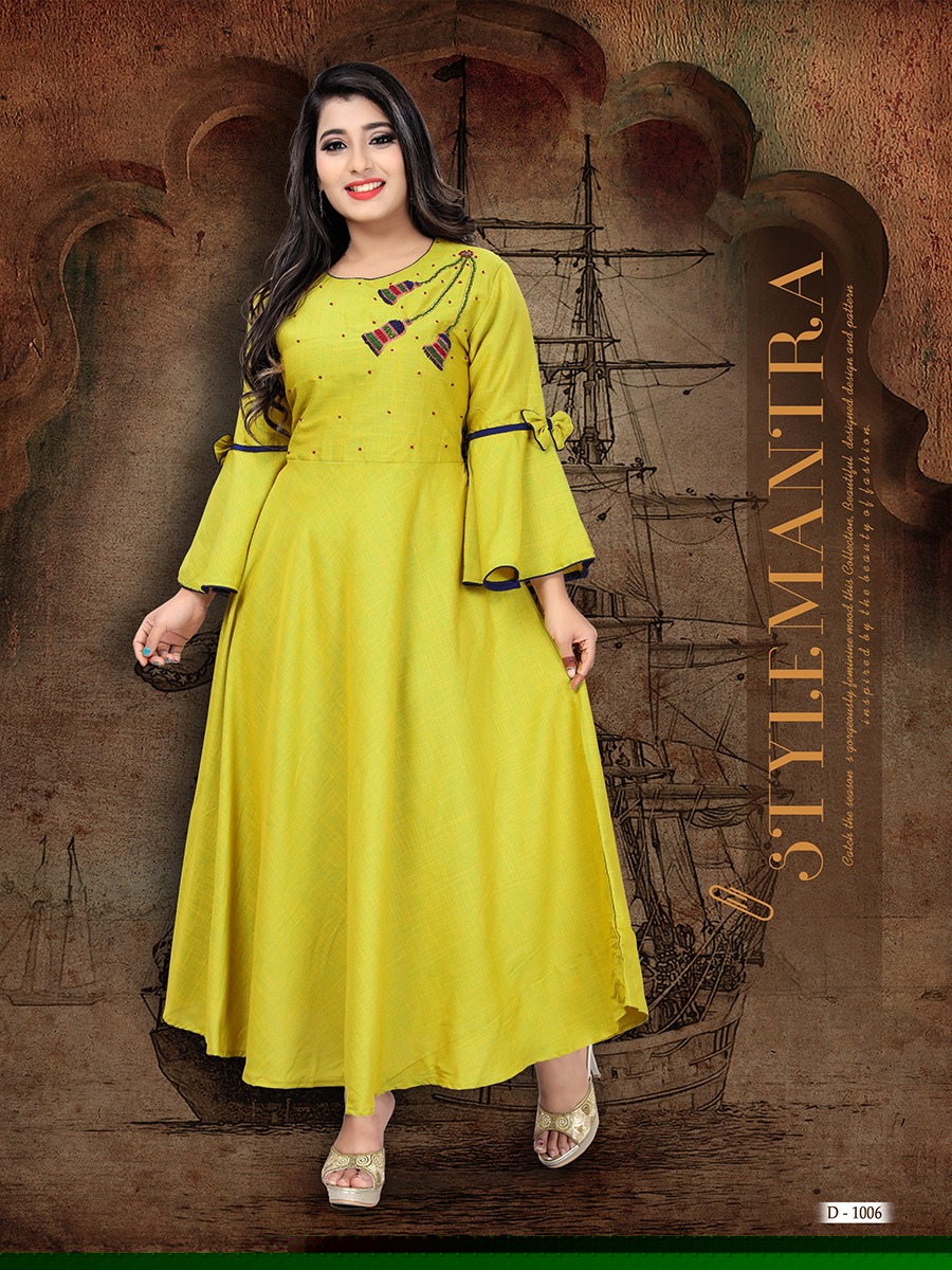 Suhani By Fs 1001 To 1006 Series Beautiful Stylish Colorful Fancy Party Wear & Ethnic Wear & Ready To Wear Rayon Slub Two Tone Kurtis At Wholesale Price