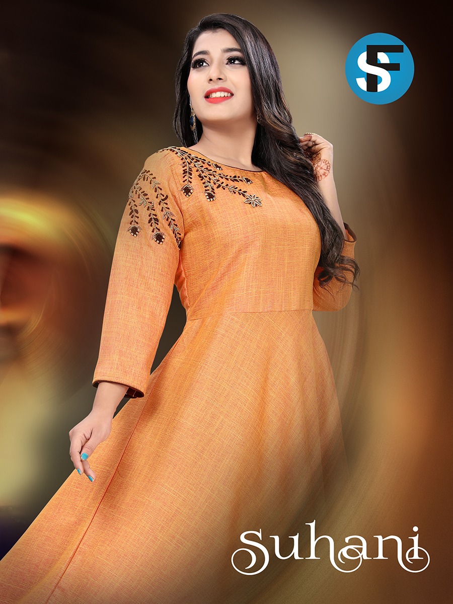 Suhani By Fs 1001 To 1006 Series Beautiful Stylish Colorful Fancy Party Wear & Ethnic Wear & Ready To Wear Rayon Slub Two Tone Kurtis At Wholesale Price