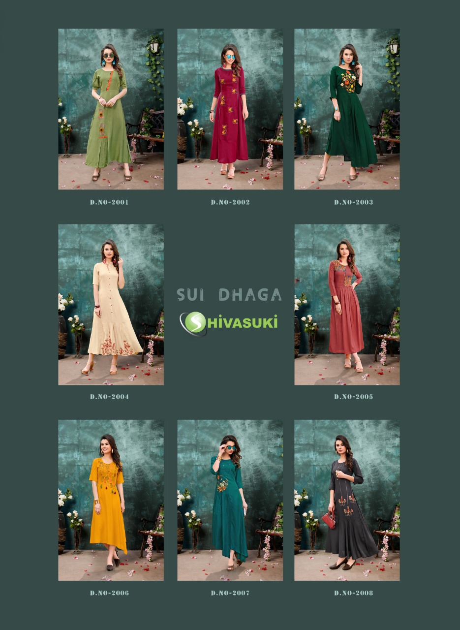 Sui Dhaaga Vol-2 By Shivasuki 2001 To 2008 Series Beautiful Colorful Stylish Fancy Casual Wear & Ethnic Wear & Ready To Wear Rayon Slub & Anmo Slub Embroidered Kurtis At Wholesale Price