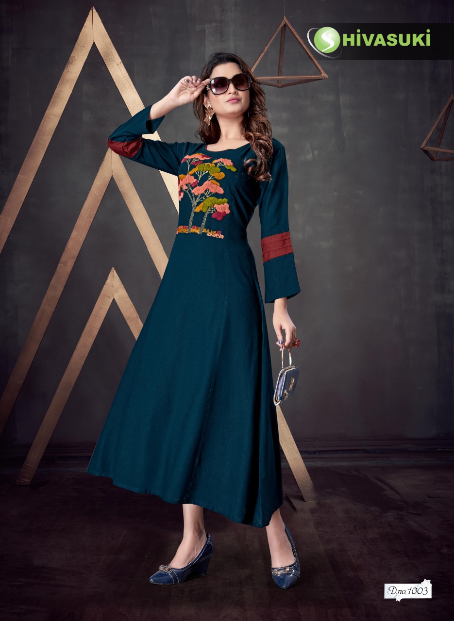 Sui Dhaaga By Shivasuki 1001 To 1006 Series Beautiful Stylish Colorful Fancy Party Wear & Ethnic Wear & Ready To Wear Heavy Rayon Slub Embroidered Kurtis At Wholesale Price