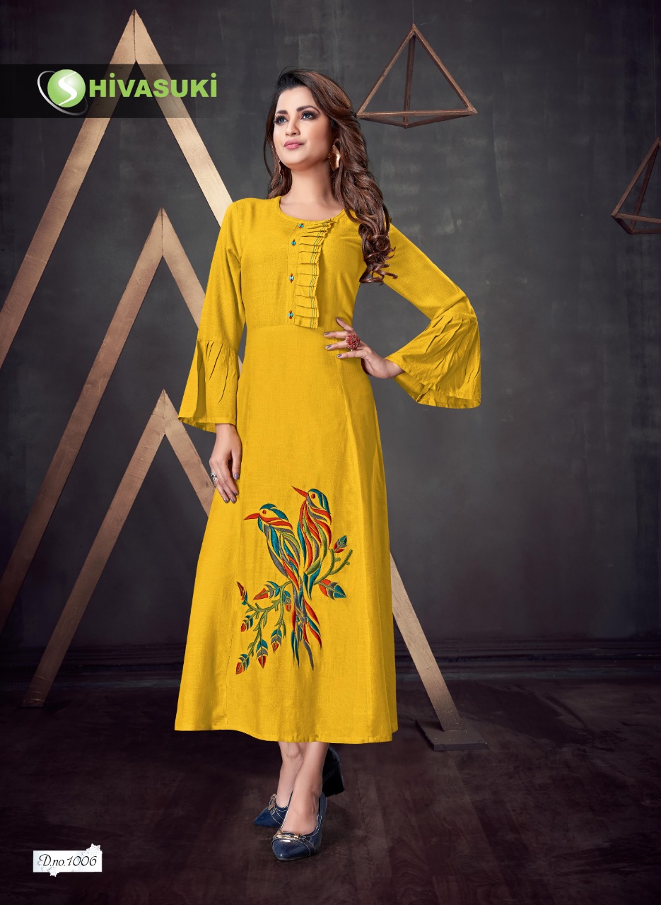 Sui Dhaaga By Shivasuki 1001 To 1006 Series Beautiful Stylish Colorful Fancy Party Wear & Ethnic Wear & Ready To Wear Heavy Rayon Slub Embroidered Kurtis At Wholesale Price