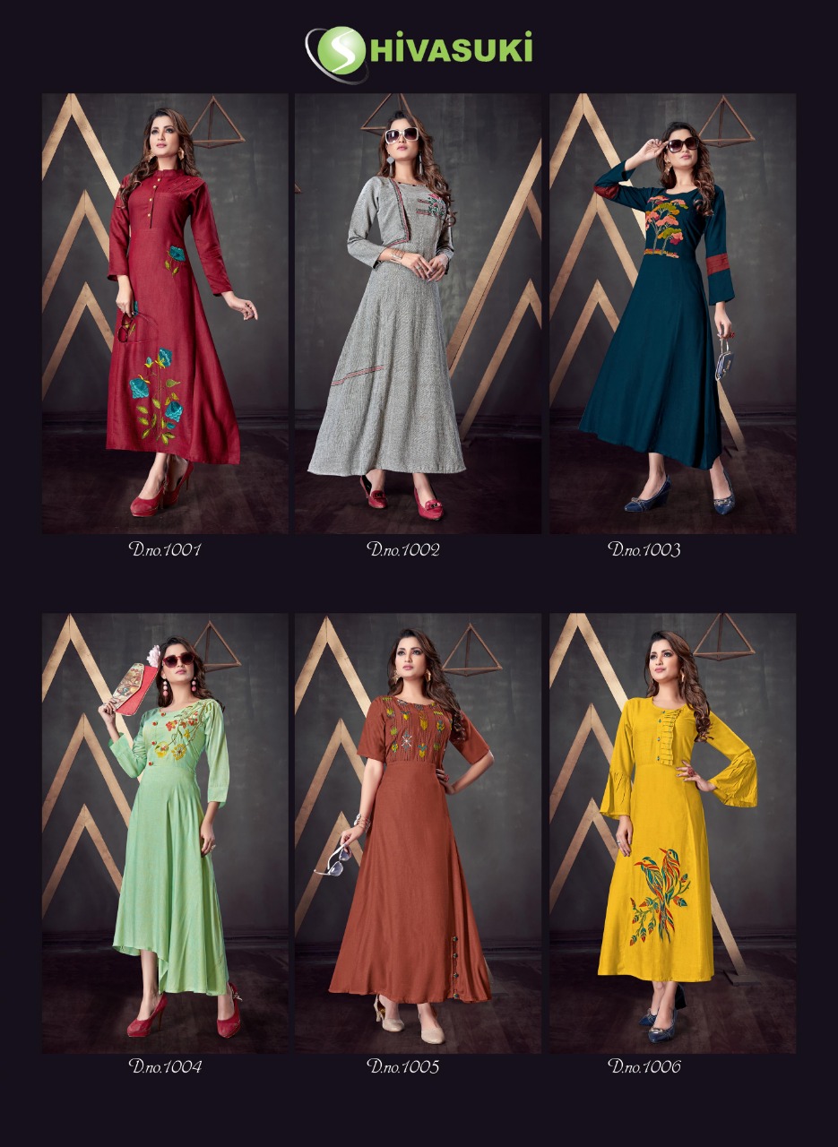 Sui Dhaaga By Shivasuki 1001 To 1006 Series Beautiful Stylish Colorful Fancy Party Wear & Ethnic Wear & Ready To Wear Heavy Rayon Slub Embroidered Kurtis At Wholesale Price