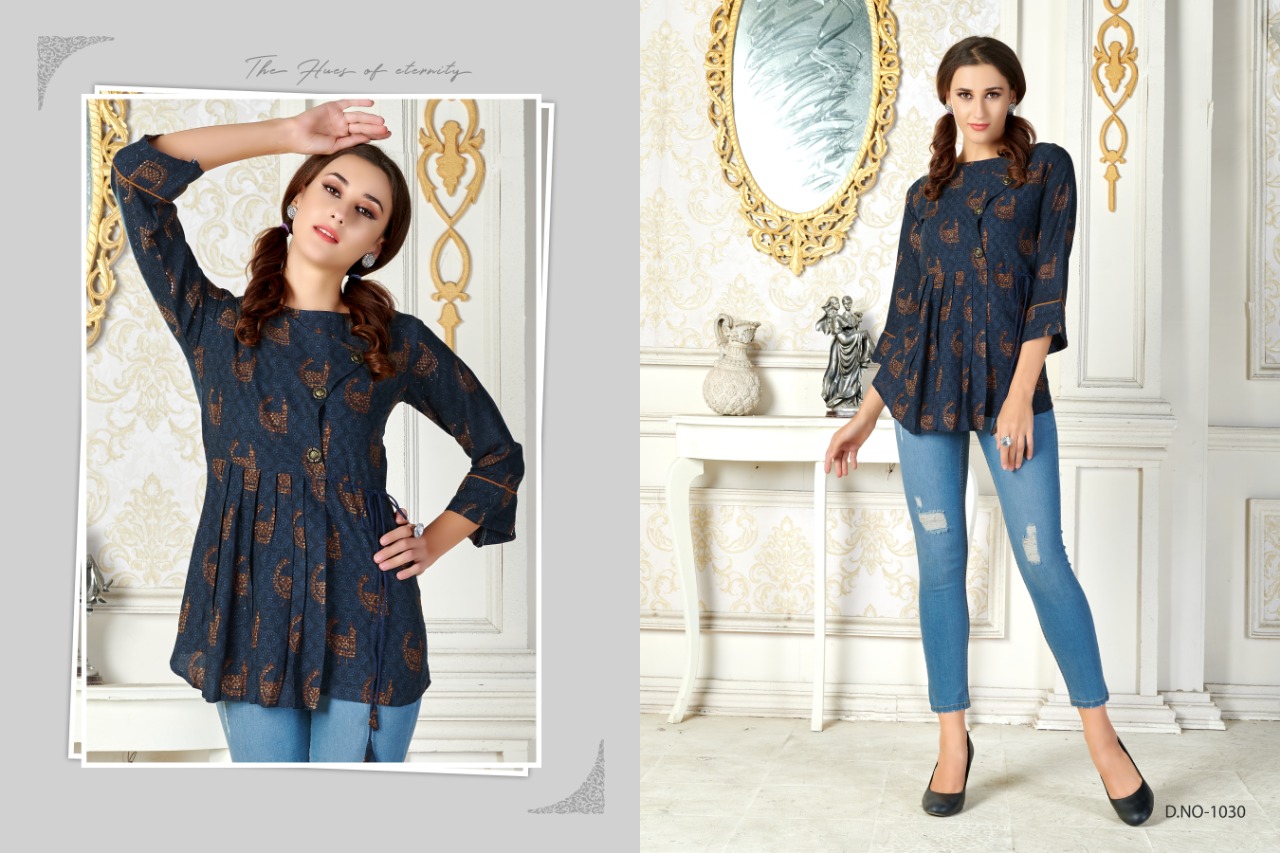 Sui Dhaga By Chhabili 1027 To 1032 Series Beautiful Stylish Colorful Fancy Party Wear & Ethnic Wear & Ready To Wear Rayon Printed Kurtis/ Tops At Wholesale Price