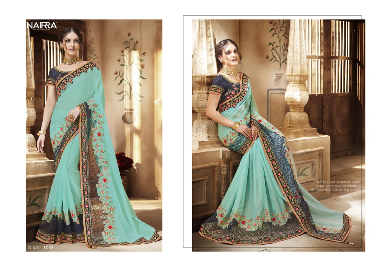 Sukriti By Nairra 1051 To 1062 Series Indian Traditional Wear Collection Beautiful Stylish Fancy Colorful Party Wear & Occasional Wear Silk Georgette Printed Sarees At Wholesale Price