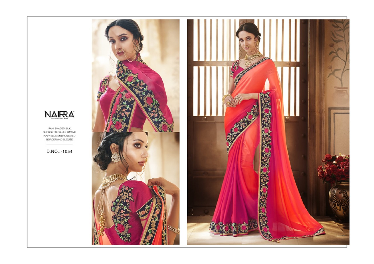 Sukriti By Nairra 1051 To 1062 Series Indian Traditional Wear Collection Beautiful Stylish Fancy Colorful Party Wear & Occasional Wear Silk Georgette Printed Sarees At Wholesale Price