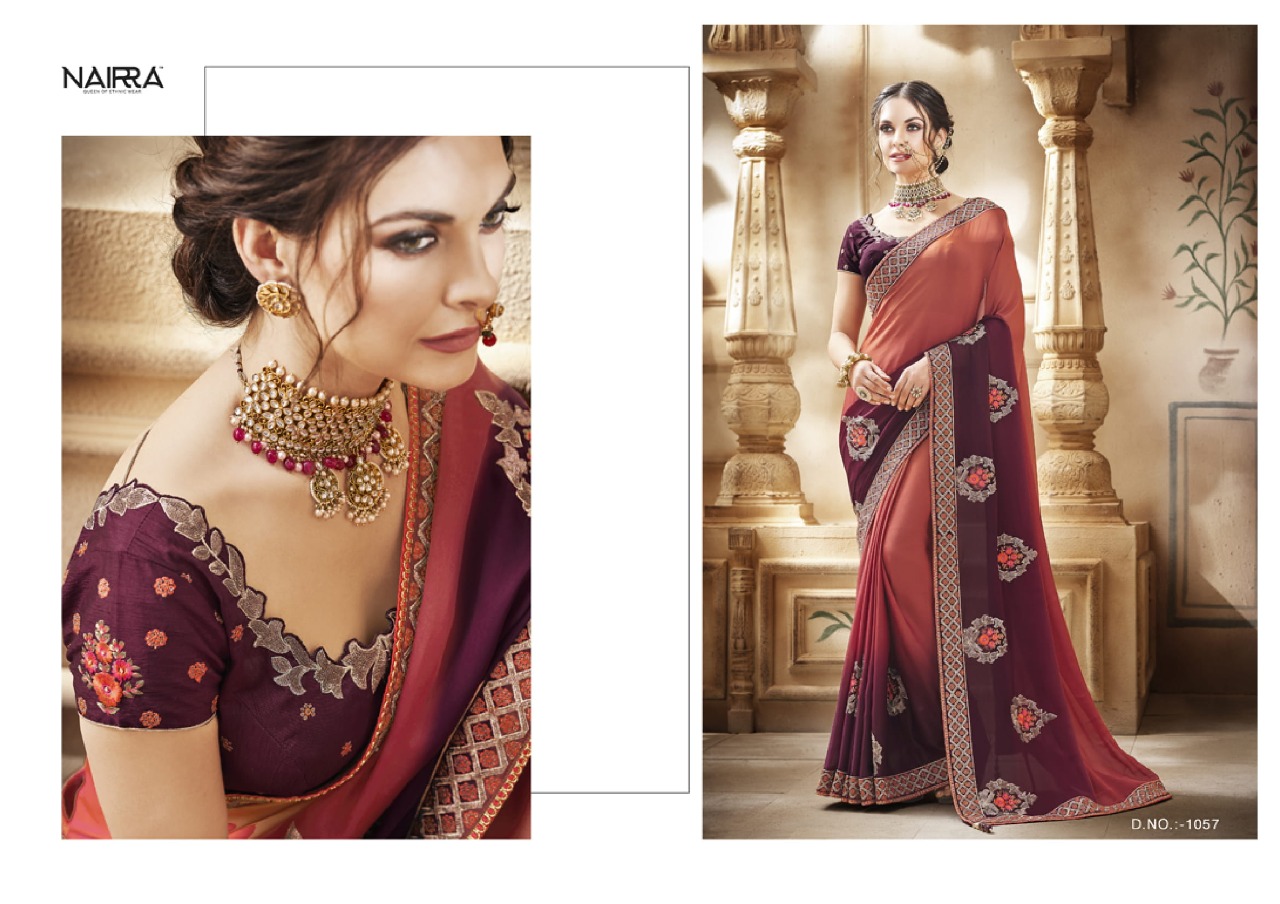 Sukriti By Nairra 1051 To 1062 Series Indian Traditional Wear Collection Beautiful Stylish Fancy Colorful Party Wear & Occasional Wear Silk Georgette Printed Sarees At Wholesale Price
