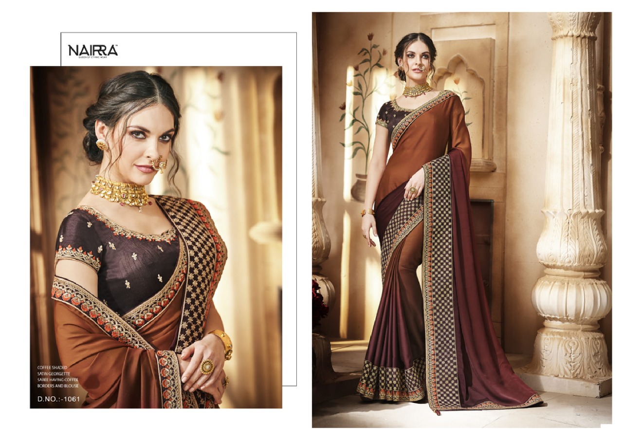 Sukriti By Nairra 1051 To 1062 Series Indian Traditional Wear Collection Beautiful Stylish Fancy Colorful Party Wear & Occasional Wear Silk Georgette Printed Sarees At Wholesale Price