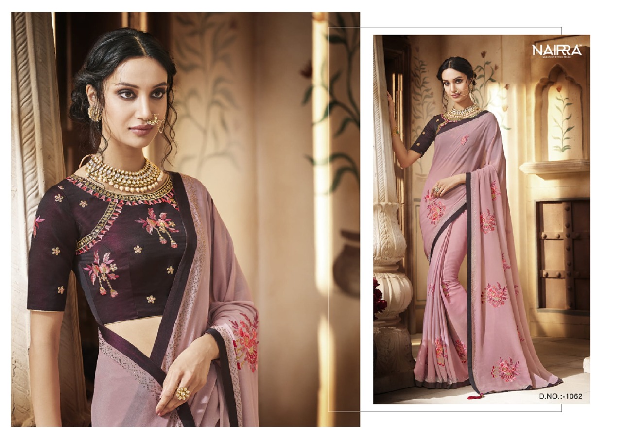 Sukriti By Nairra 1051 To 1062 Series Indian Traditional Wear Collection Beautiful Stylish Fancy Colorful Party Wear & Occasional Wear Silk Georgette Printed Sarees At Wholesale Price