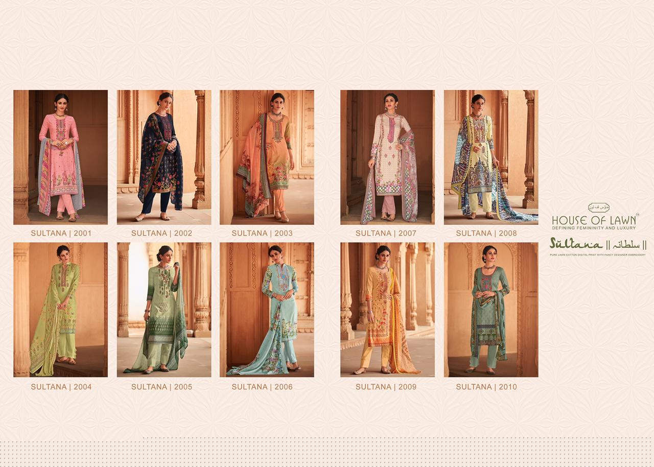 Sultana By House Of Lawn 2001 To 2010 Series Beautiful Suits Colorful Stylish Fancy Colorful Casual Wear & Ethnic Wear Karachi Lawn Digital Print With Barik Embroidery Dresses At Wholesale Price