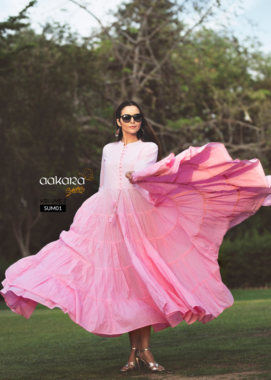 Summer Vol-2 By Aakara 01 To 03 Series Designer Colorful Fancy Beautiful Stylish Party Wear & Ethnic Wear Collection Cotton Dyed Kurtis At Wholesale Price