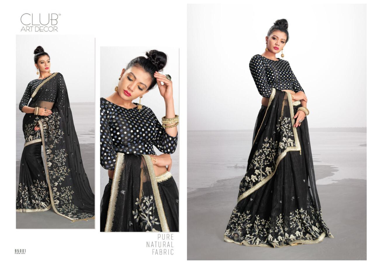 Summer Cool By Club Art Decor 95001 To 95010 Series Indian Traditional Wear Collection Beautiful Stylish Fancy Colorful Party Wear & Occasional Wear Pure Natural Fabric Sarees At Wholesale Price