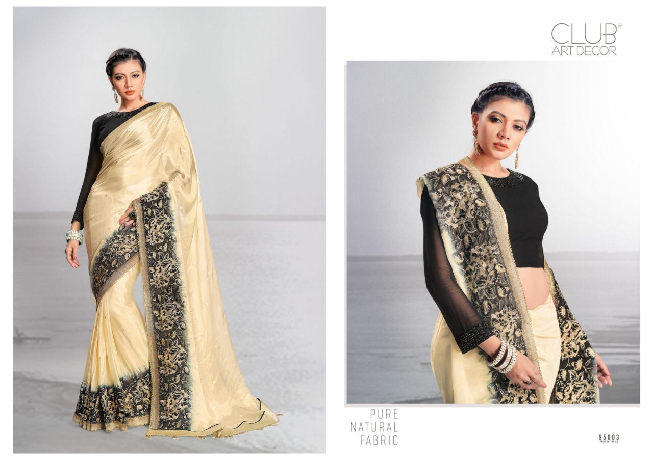 Summer Cool By Club Art Decor 95001 To 95010 Series Indian Traditional Wear Collection Beautiful Stylish Fancy Colorful Party Wear & Occasional Wear Pure Natural Fabric Sarees At Wholesale Price