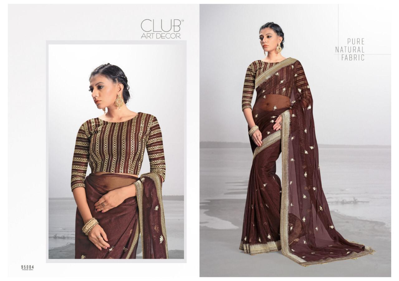 Summer Cool By Club Art Decor 95001 To 95010 Series Indian Traditional Wear Collection Beautiful Stylish Fancy Colorful Party Wear & Occasional Wear Pure Natural Fabric Sarees At Wholesale Price