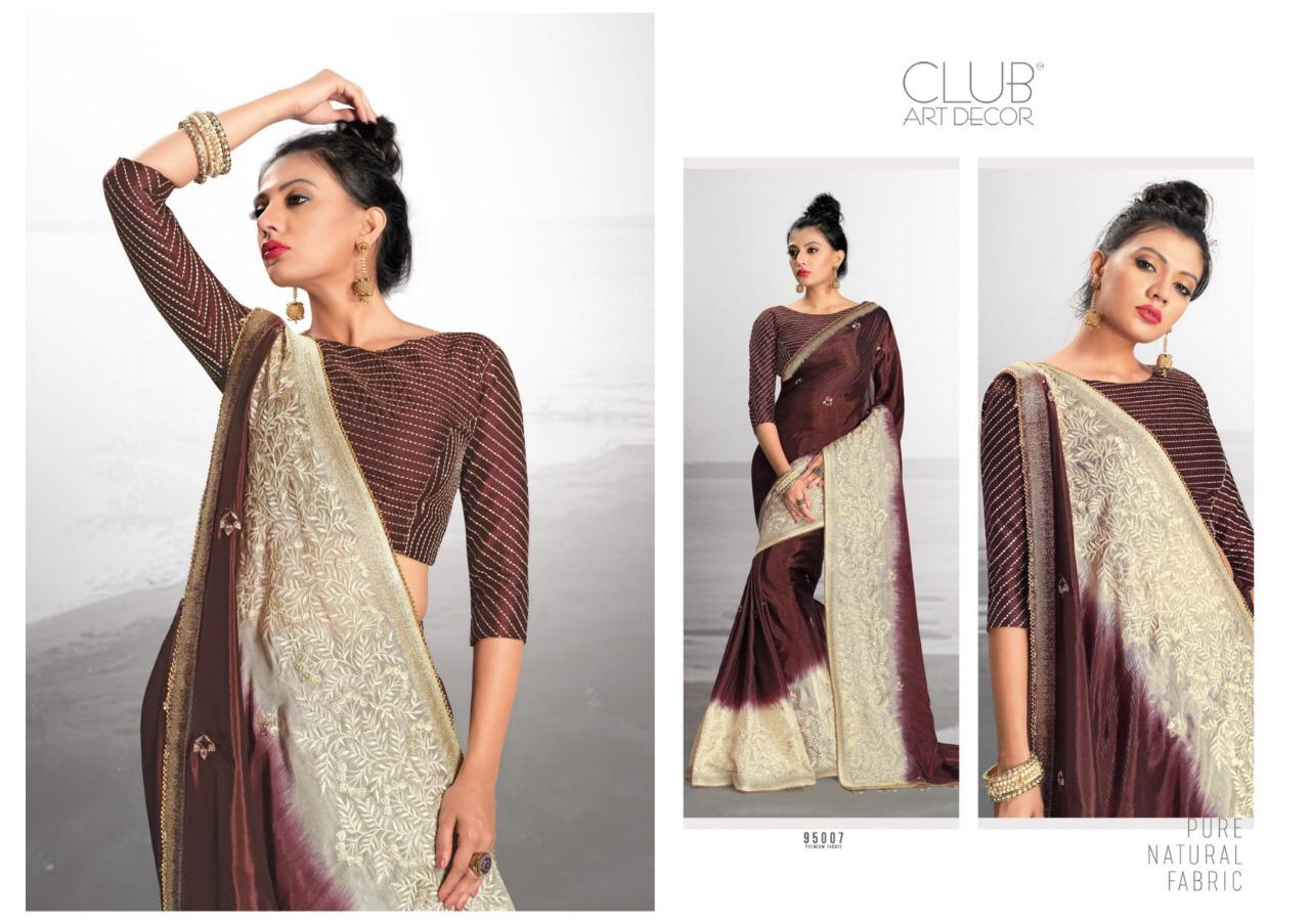 Summer Cool By Club Art Decor 95001 To 95010 Series Indian Traditional Wear Collection Beautiful Stylish Fancy Colorful Party Wear & Occasional Wear Pure Natural Fabric Sarees At Wholesale Price