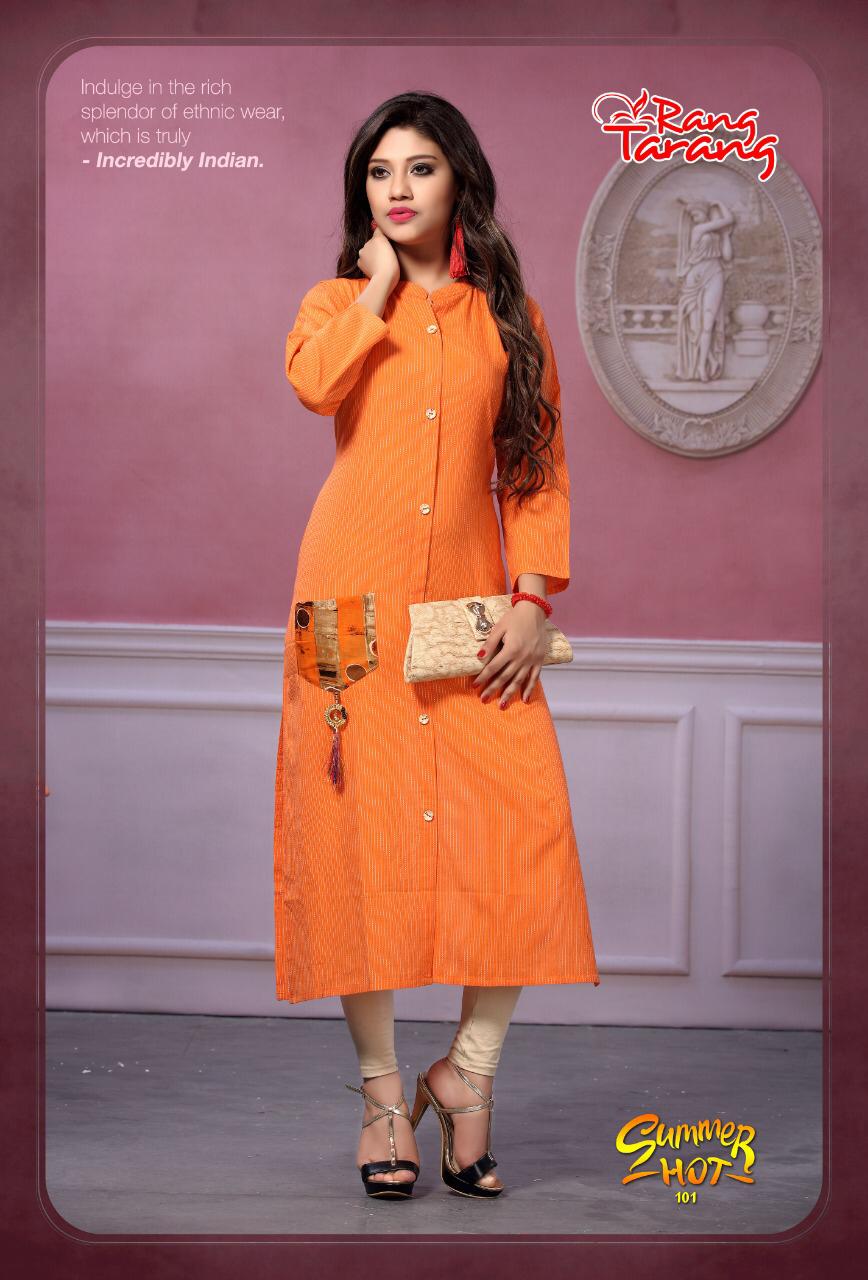 Summer Hot By Tarang 101 To 108 Series Stylish Colorful Fancy Beautiful Casual Wear & Ethnic Wear Collection Cotton Kurtis At Wholesale Price