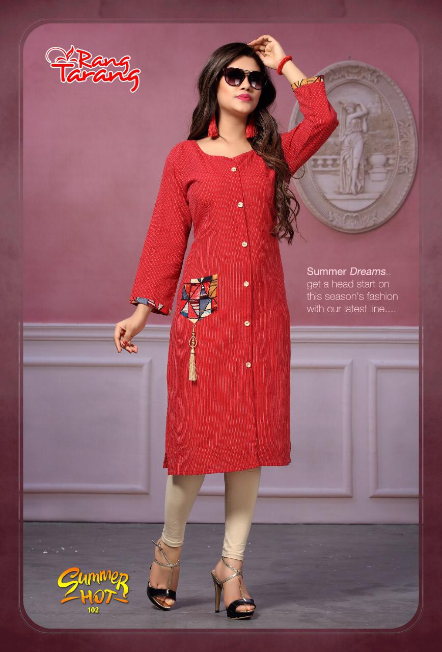 Summer Hot By Tarang 101 To 108 Series Stylish Colorful Fancy Beautiful Casual Wear & Ethnic Wear Collection Cotton Kurtis At Wholesale Price