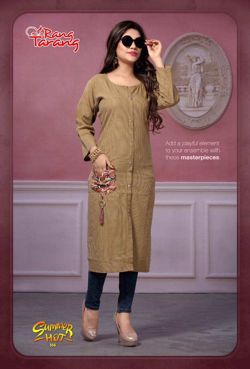 Summer Hot By Tarang 101 To 108 Series Stylish Colorful Fancy Beautiful Casual Wear & Ethnic Wear Collection Cotton Kurtis At Wholesale Price