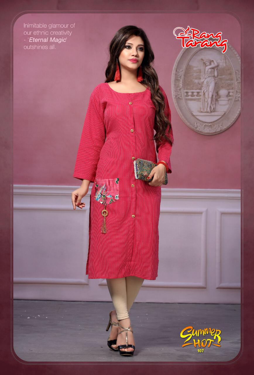 Summer Hot By Tarang 101 To 108 Series Stylish Colorful Fancy Beautiful Casual Wear & Ethnic Wear Collection Cotton Kurtis At Wholesale Price