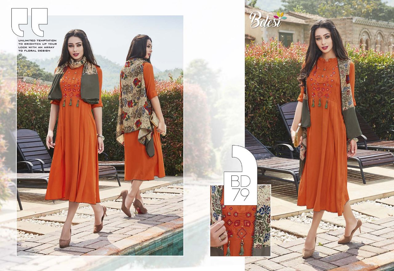 Summer Shine By Bdesi 79 To 85 Series Designer Beautiful Stylish Fancy Colorful Party Wear & Ethnic Wear Cotton/ Modal/ Rayon Embroidered Kurtis At Wholesale Price