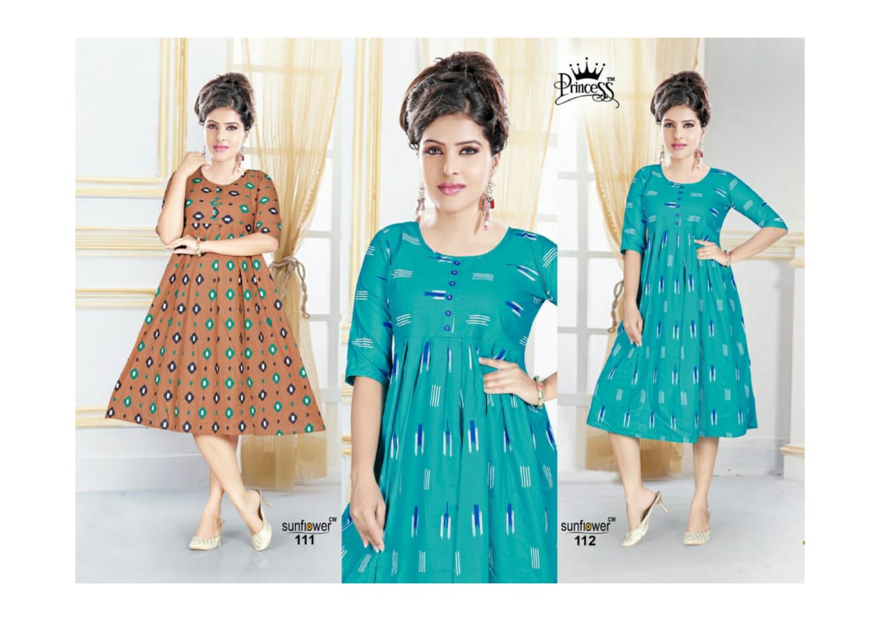 Sun Flower By Princess 101 To 112 Series Stylish Fancy Beautiful Colorful Casual Wear & Ethnic Wear Cotton Printed Kurtis At Wholesale Price