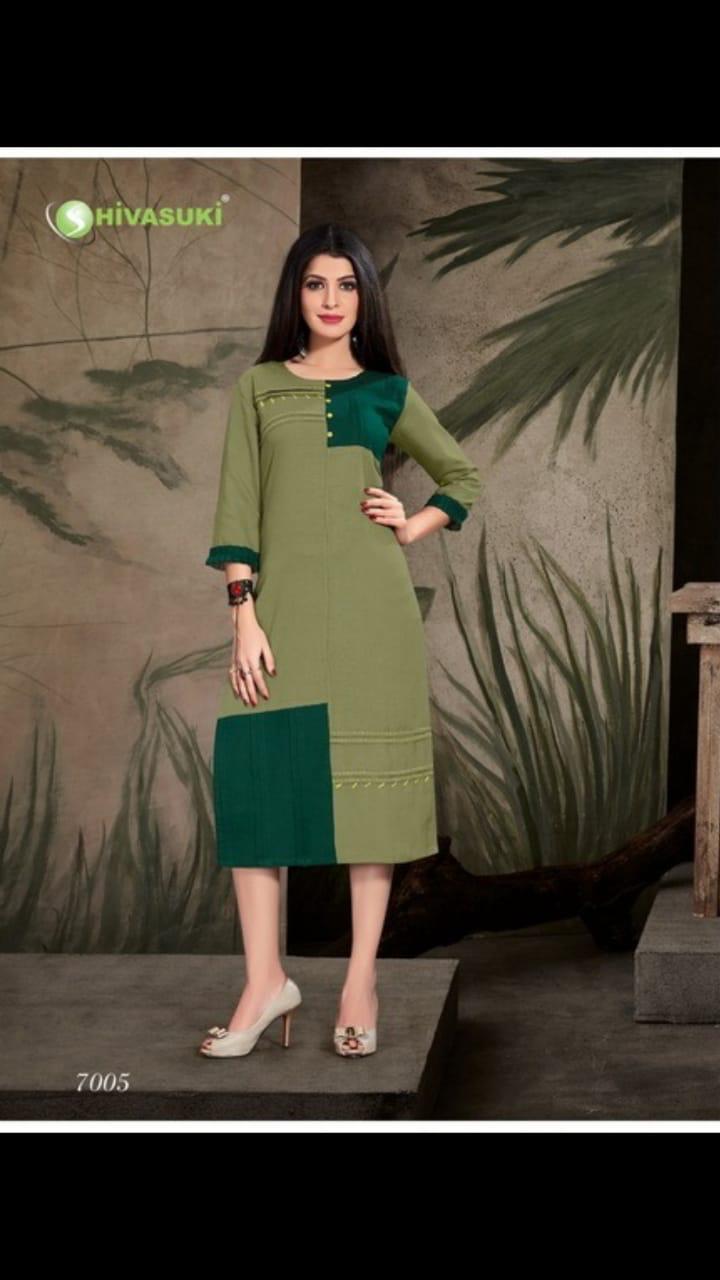 Sunshine Vol-1 By Shivasuki 7001 To 7005 Series Designer Beautiful Stylish Colorful Fancy Ready To Wear & Casual Wear & Ethnic Wear Cotton Flex Kurtis At Wholesale Price