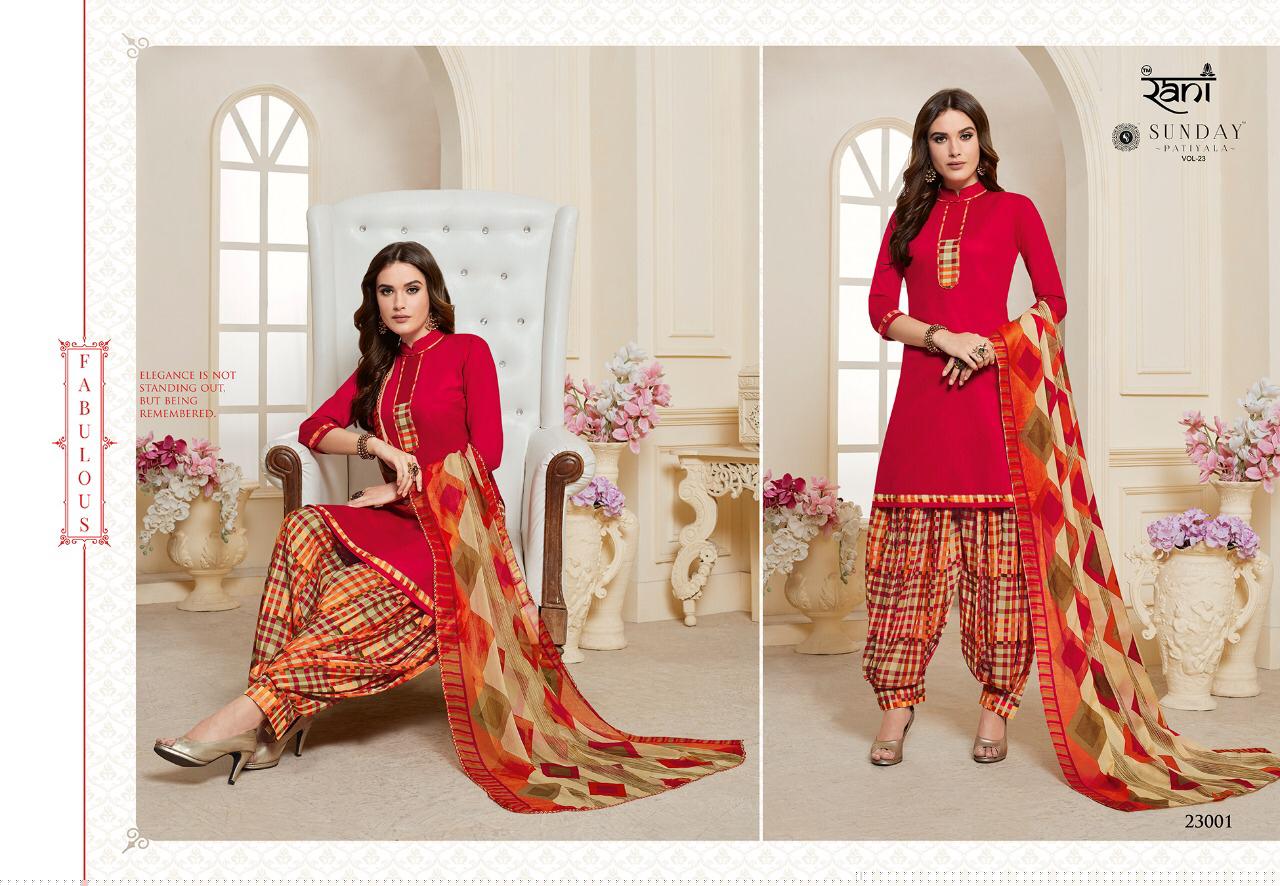 Sunday Patiyala Vol-23 By Rani Fashion 23001 To 23012 Series Designer Patiyala Suits Collection Beautiful Stylish Fancy Colorful Party Wear & Occasional Wear Heavy Glace Cotton Printed Dresses At Wholesale Price