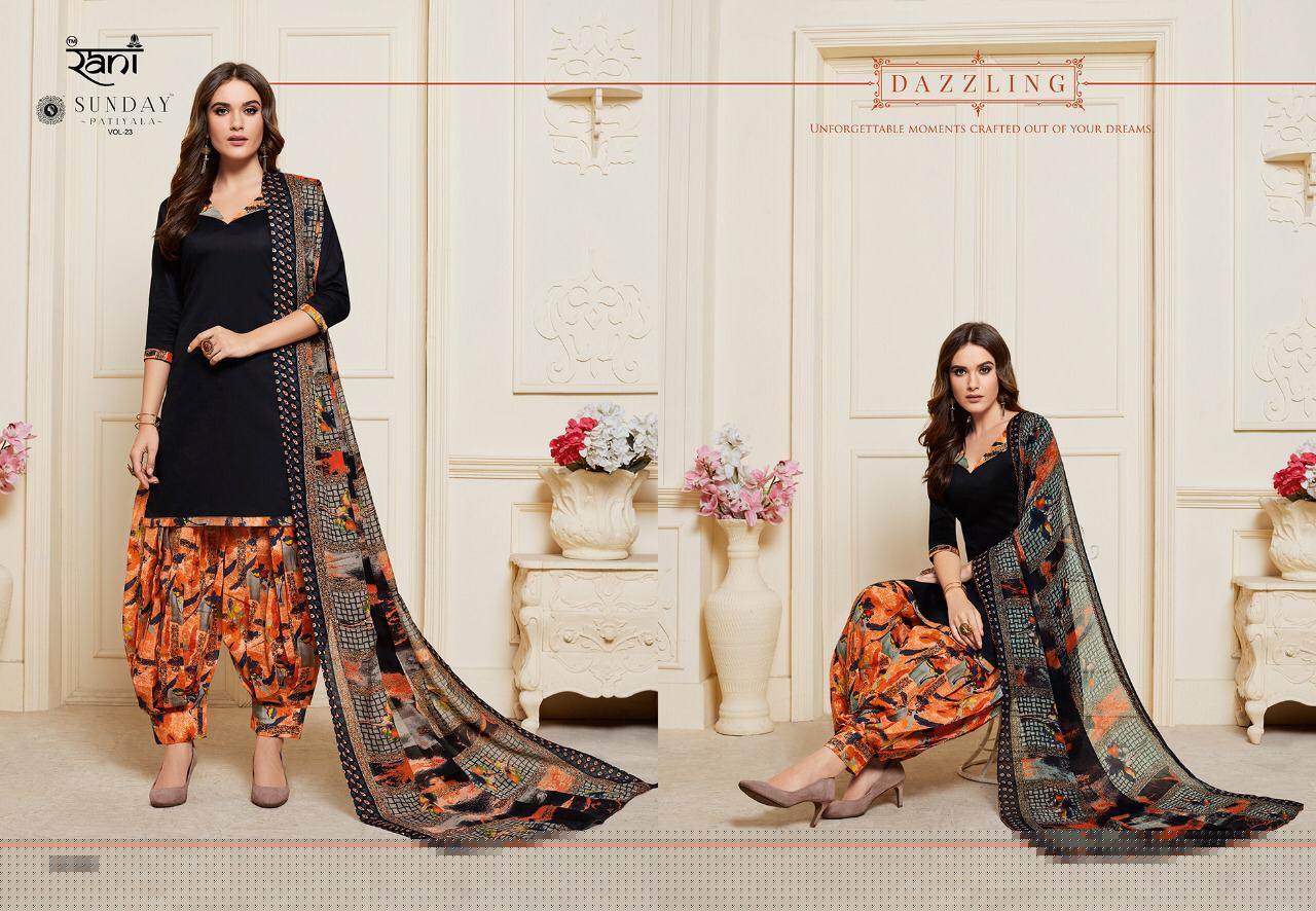 Sunday Patiyala Vol-23 By Rani Fashion 23001 To 23012 Series Designer Patiyala Suits Collection Beautiful Stylish Fancy Colorful Party Wear & Occasional Wear Heavy Glace Cotton Printed Dresses At Wholesale Price