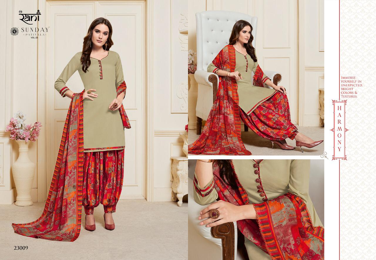 Sunday Patiyala Vol-23 By Rani Fashion 23001 To 23012 Series Designer Patiyala Suits Collection Beautiful Stylish Fancy Colorful Party Wear & Occasional Wear Heavy Glace Cotton Printed Dresses At Wholesale Price