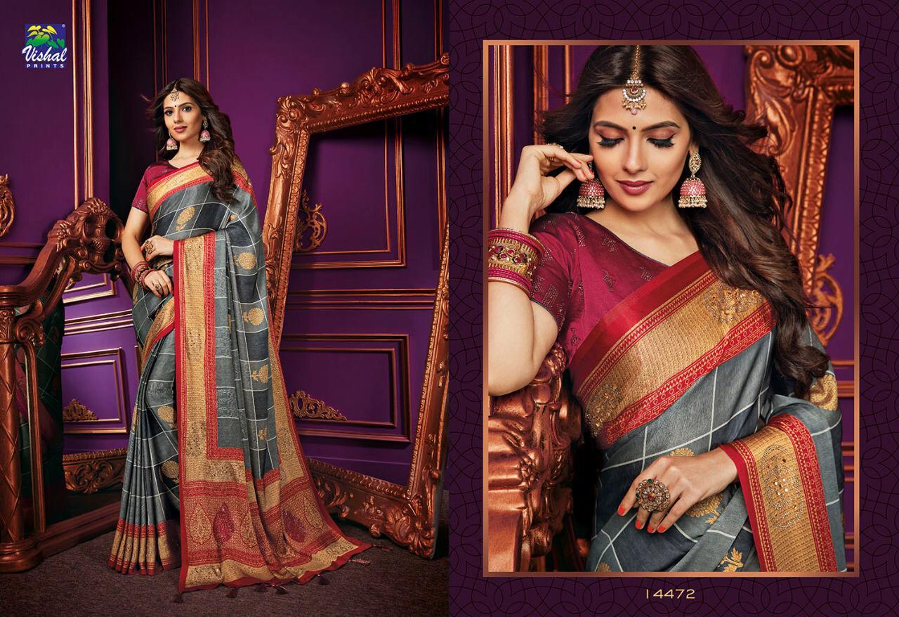 Sunheri By Vishal Prints 14472 To 14483 Series Indian Traditional Wear Collection Beautiful Stylish Fancy Colorful Party Wear & Occasional Wear Fancy Sarees At Wholesale Price