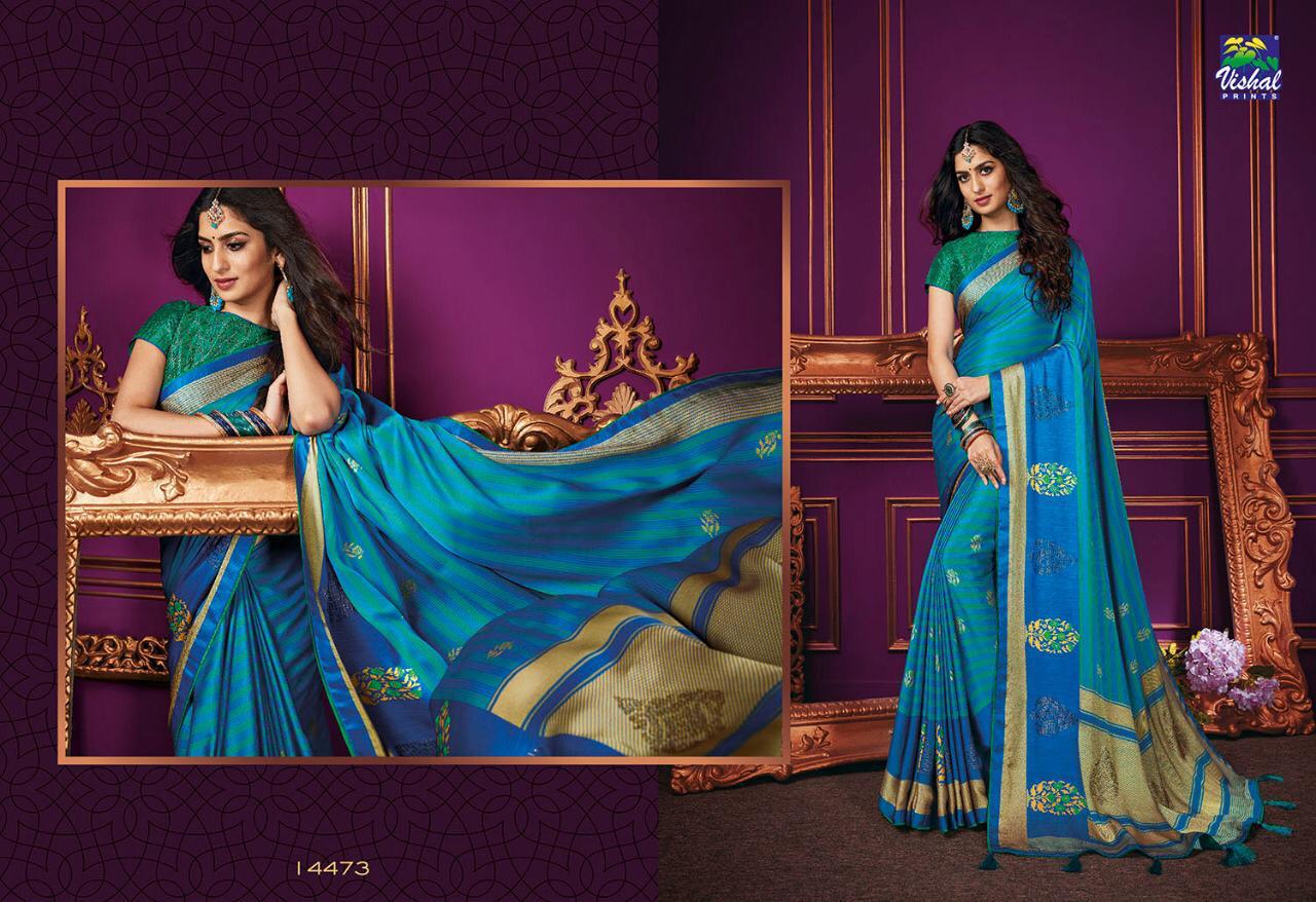 Sunheri By Vishal Prints 14472 To 14483 Series Indian Traditional Wear Collection Beautiful Stylish Fancy Colorful Party Wear & Occasional Wear Fancy Sarees At Wholesale Price
