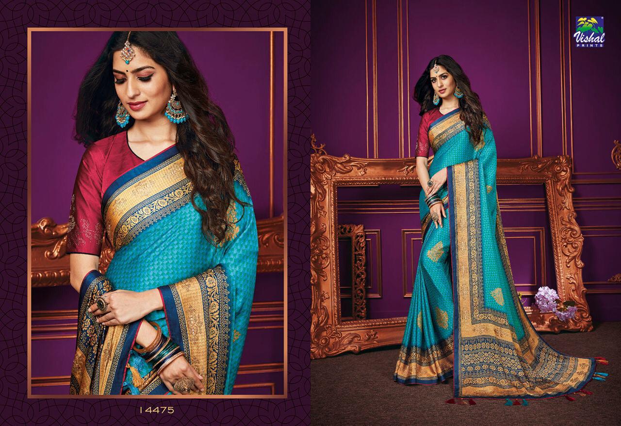 Sunheri By Vishal Prints 14472 To 14483 Series Indian Traditional Wear Collection Beautiful Stylish Fancy Colorful Party Wear & Occasional Wear Fancy Sarees At Wholesale Price