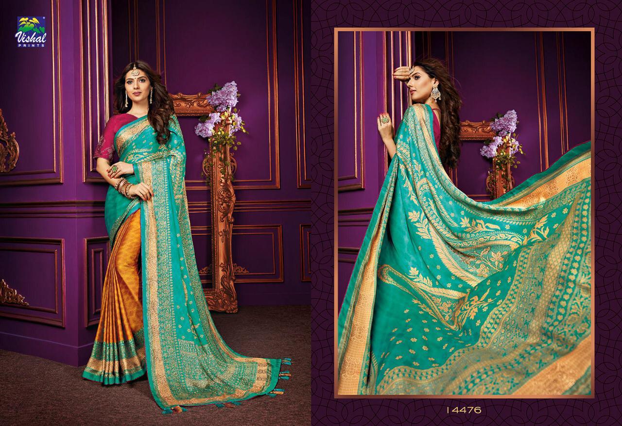 Sunheri By Vishal Prints 14472 To 14483 Series Indian Traditional Wear Collection Beautiful Stylish Fancy Colorful Party Wear & Occasional Wear Fancy Sarees At Wholesale Price