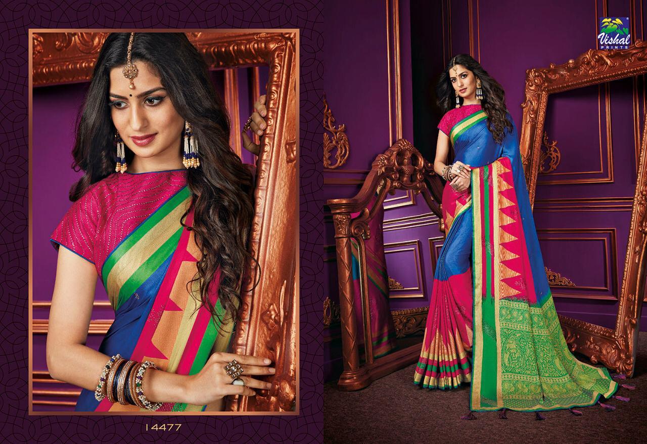 Sunheri By Vishal Prints 14472 To 14483 Series Indian Traditional Wear Collection Beautiful Stylish Fancy Colorful Party Wear & Occasional Wear Fancy Sarees At Wholesale Price