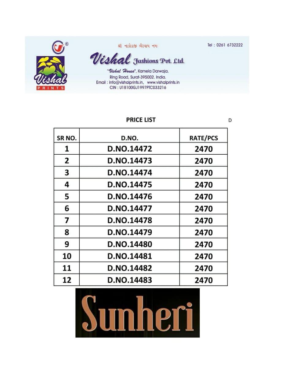 Sunheri By Vishal Prints 14472 To 14483 Series Indian Traditional Wear Collection Beautiful Stylish Fancy Colorful Party Wear & Occasional Wear Fancy Sarees At Wholesale Price