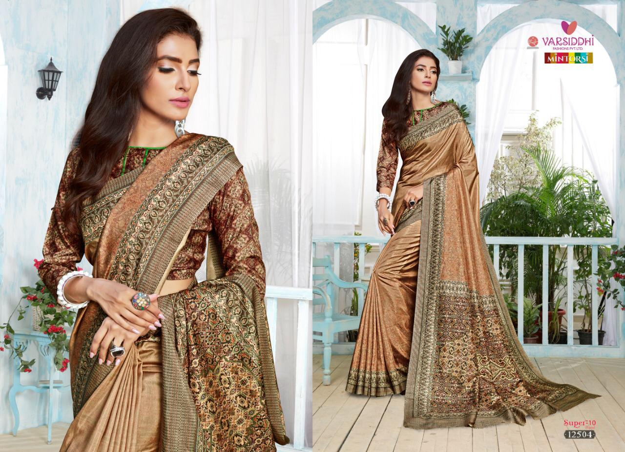 Super-10 By Varsiddhi 12501 To 12510 Series Indian Traditional Wear Collection Beautiful Stylish Fancy Colorful Party Wear & Occasional Wear Dolla Silk Sarees At Wholesale Price