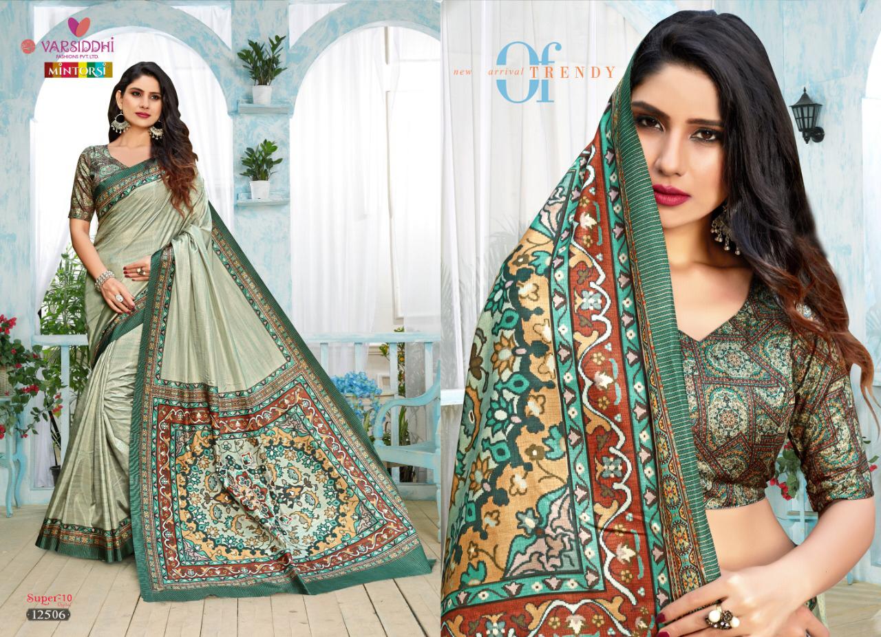 Super-10 By Varsiddhi 12501 To 12510 Series Indian Traditional Wear Collection Beautiful Stylish Fancy Colorful Party Wear & Occasional Wear Dolla Silk Sarees At Wholesale Price