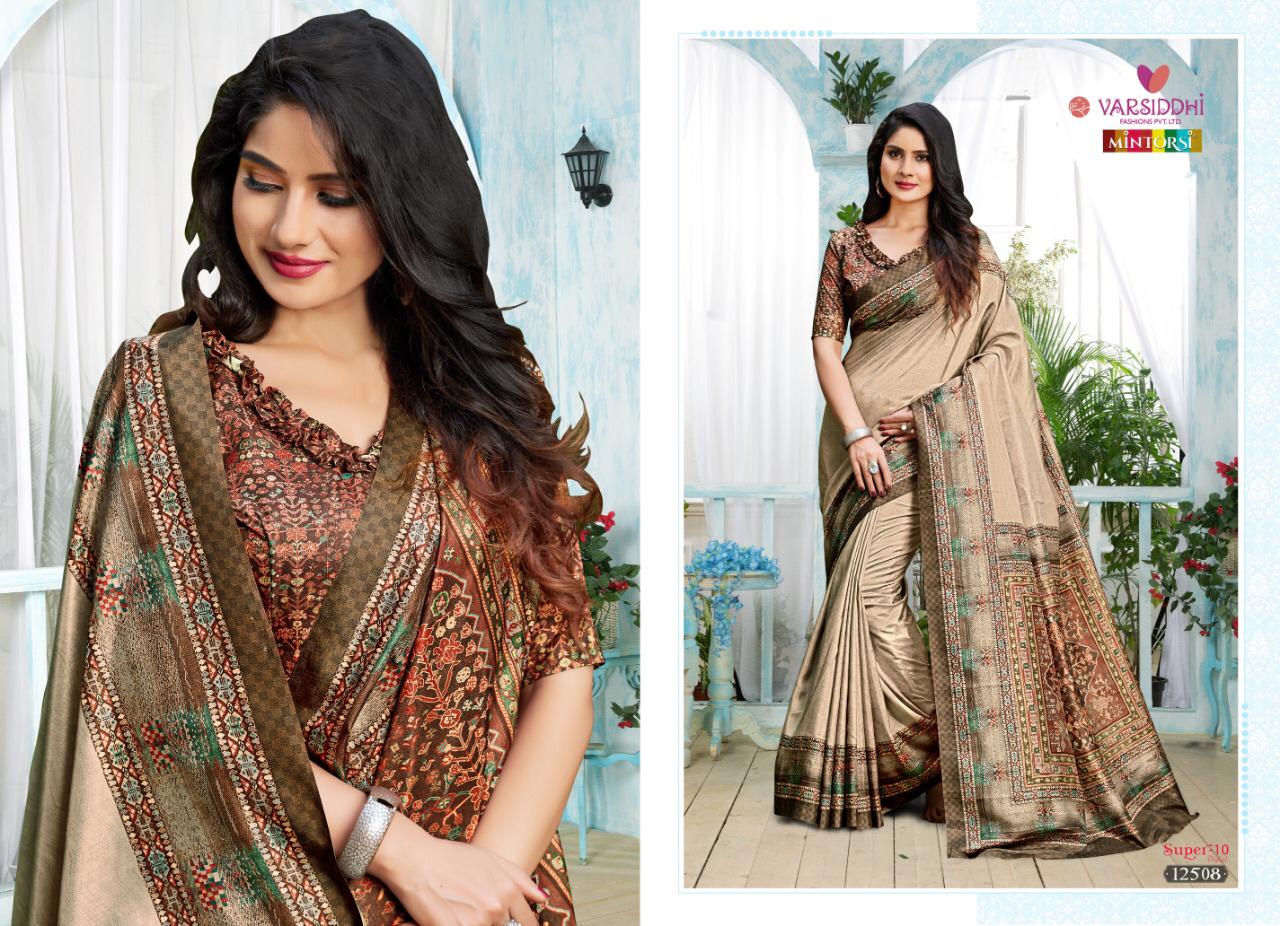 Super-10 By Varsiddhi 12501 To 12510 Series Indian Traditional Wear Collection Beautiful Stylish Fancy Colorful Party Wear & Occasional Wear Dolla Silk Sarees At Wholesale Price