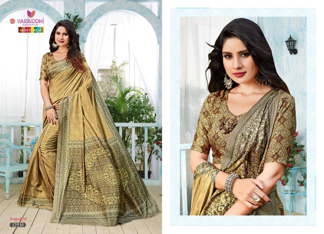 Super-10 By Varsiddhi 12501 To 12510 Series Indian Traditional Wear Collection Beautiful Stylish Fancy Colorful Party Wear & Occasional Wear Dolla Silk Sarees At Wholesale Price