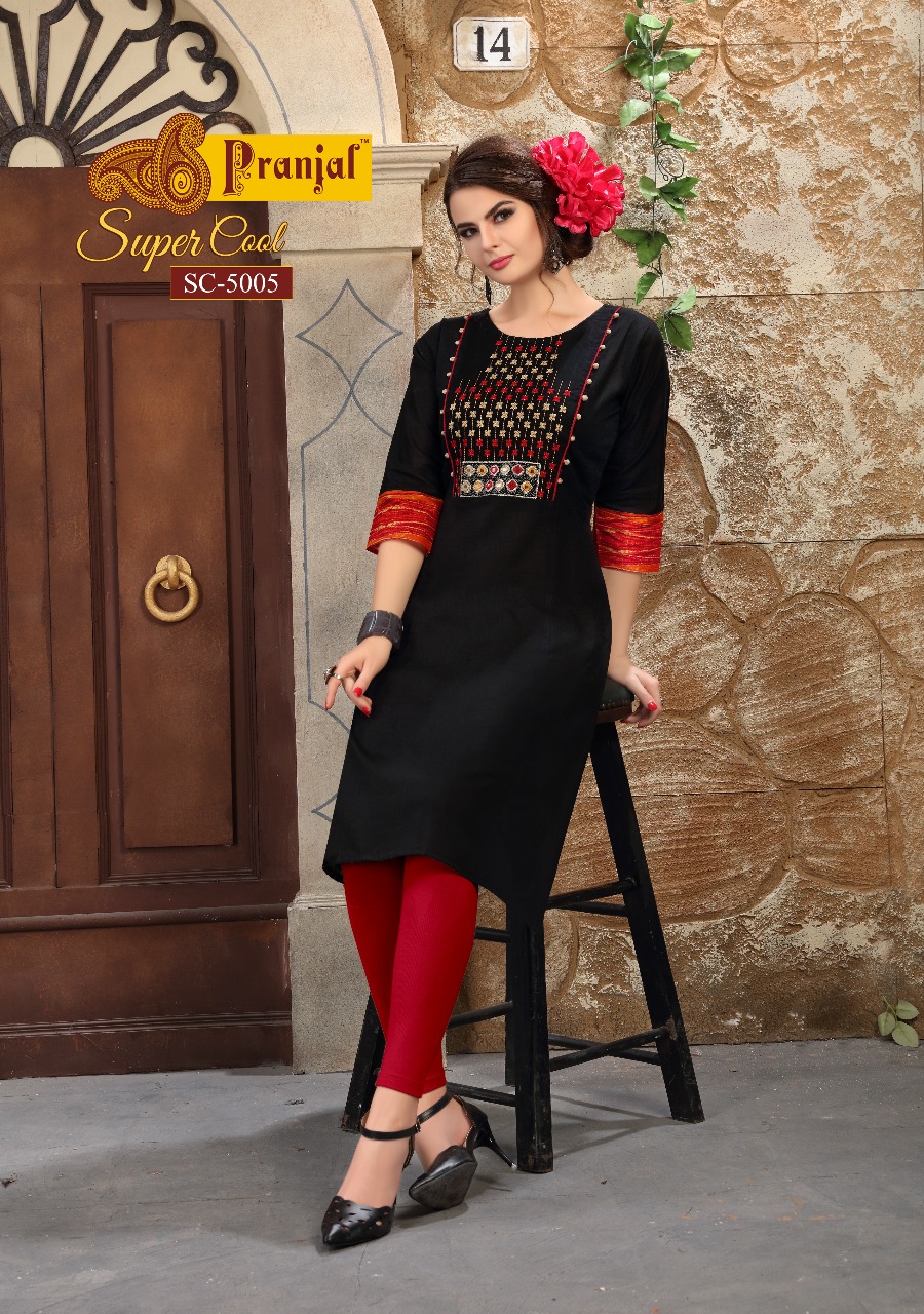 Super Cool Vol-5 By Pranjal Creation 5001 To 5009 Series Beautiful Stylish Fancy Colorful Casual Wear & Ethnic Wear Collection Cotton Slub Plain Kurtis At Wholesale Price