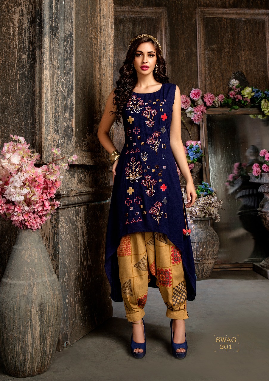 Swag Vol-2 By S4u Fashion 201 To 208 Series Designer Beautiful Stylish Fancy Colorful Casual Wear & Ethnic Wear Pure Rayon With Cotton Embroidered Kurtis At Wholesale Price