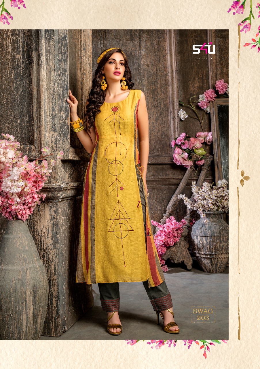 Swag Vol-2 By S4u Fashion 201 To 208 Series Designer Beautiful Stylish Fancy Colorful Casual Wear & Ethnic Wear Pure Rayon With Cotton Embroidered Kurtis At Wholesale Price